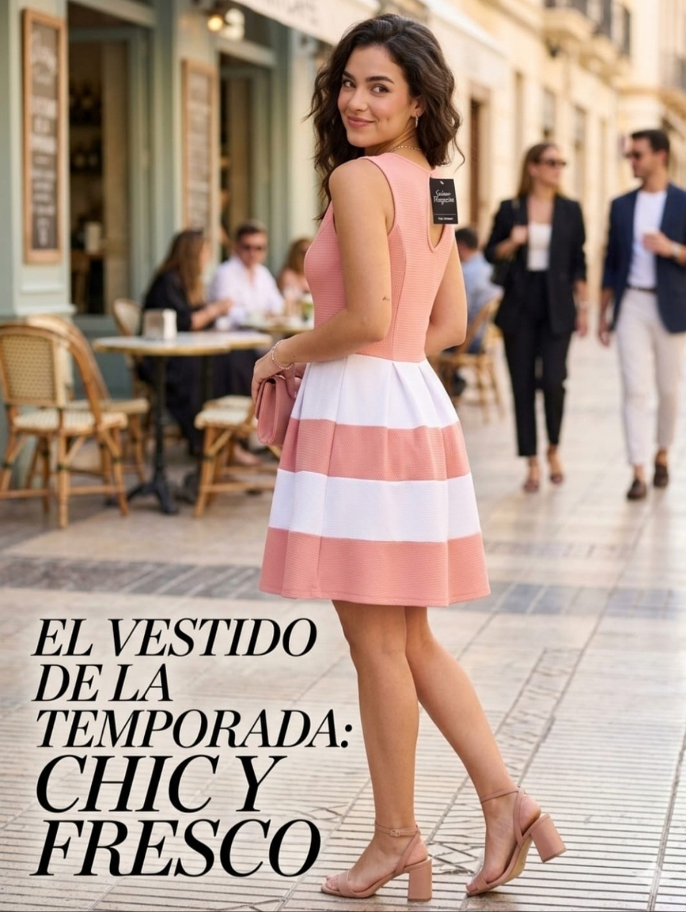 Fashion Magazine Pink and White Striped Mini Dress